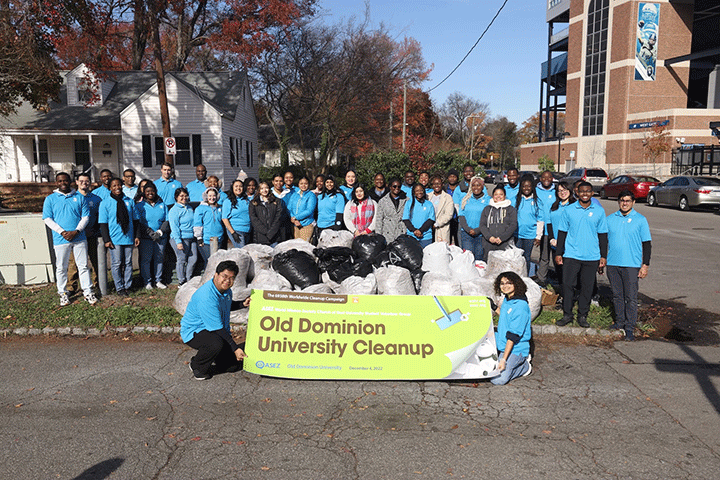 ASEZ Students Clean Litter and Leaves on Melrose Parkway in Norfolk