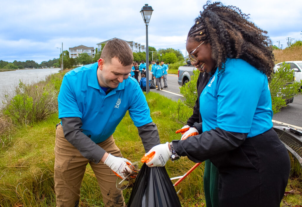 ASEZ participants working together during environmental cleanup in Norfolk